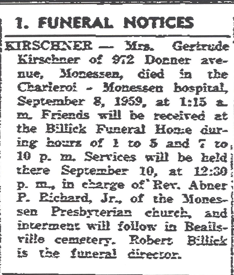 Gertrude Kirschner obit